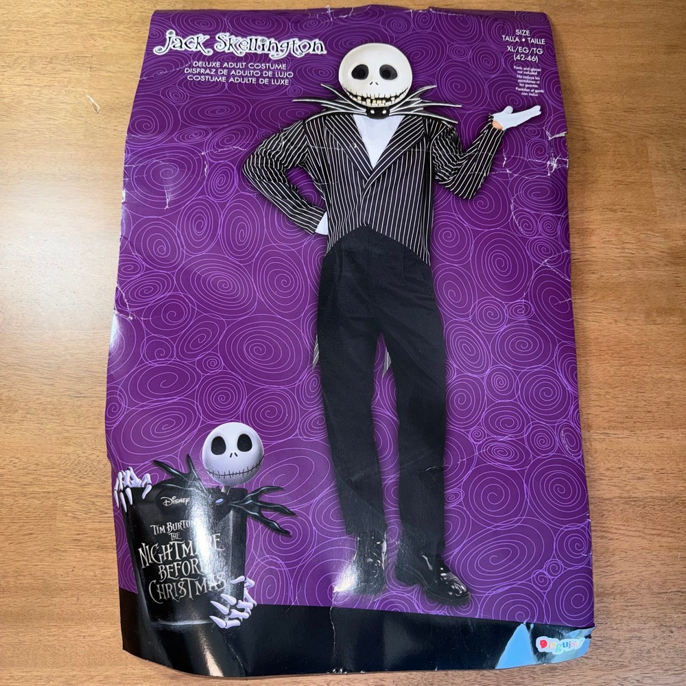 Disney Jack Skellington Deluxe Adult Costume Nightmare Before Christmas XL 42-46